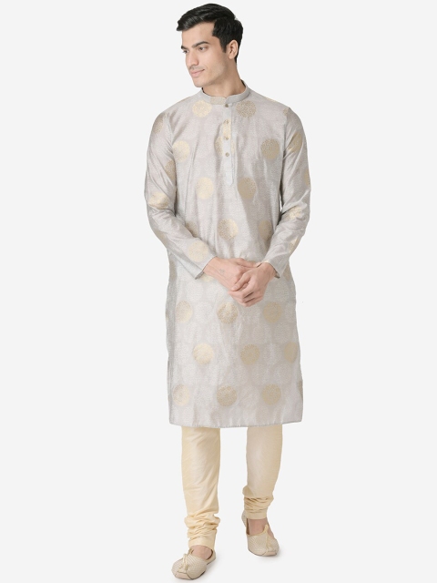 

TABARD Men Grey & Cream-Coloured Woven Design Kurta with Churidar