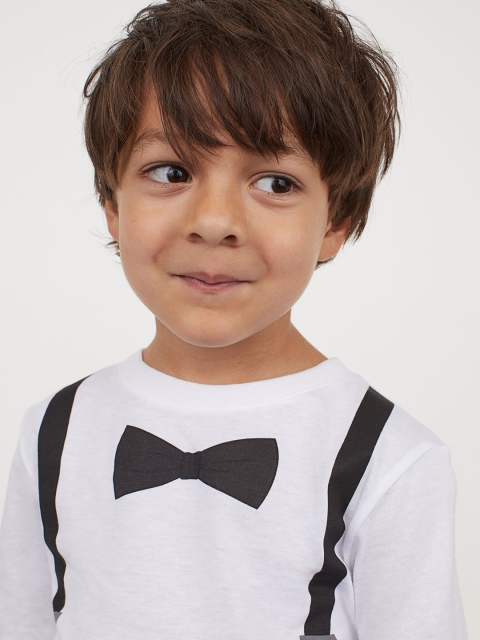 

H&M Boys White Printed Jersey Top