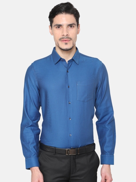 

J Hampstead Men Blue Slim Fit Solid Formal Shirt