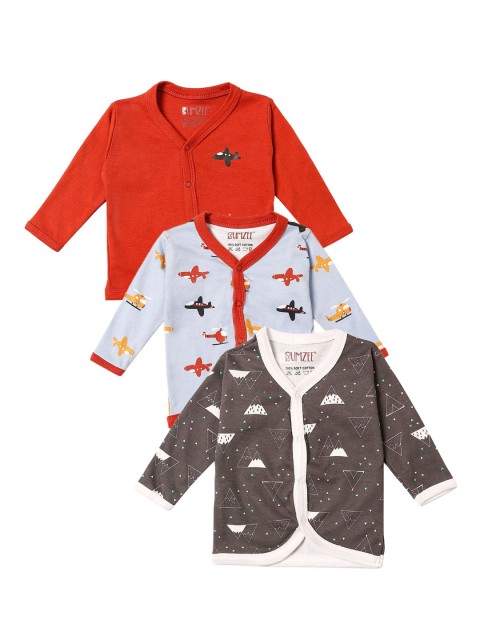 

BUMZEE Infant Unisex Kids Pack Of 3 Jhablas Peb3076, Red