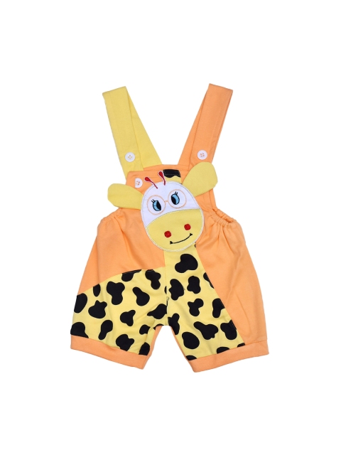

BORN WEAR Kids Orange & White Applique T-shirt with Dungarees