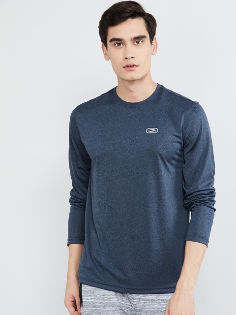 

max Men Blue Solid Round Neck T-shirt