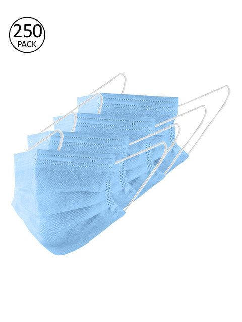 

LONDON FASHION hob Unisex 250 Pcs Blue Solid 3-Ply Anti-Pollution Surgical Masks