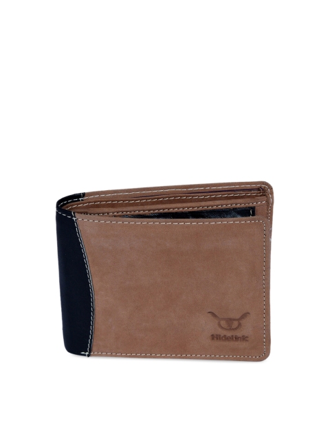 

Hidelink Men Brown Solid RFID Protected Genuine Leather Two Fold Wallet