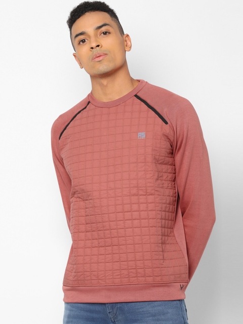 Solly Sport Men Pink Checked Sweatshirt
