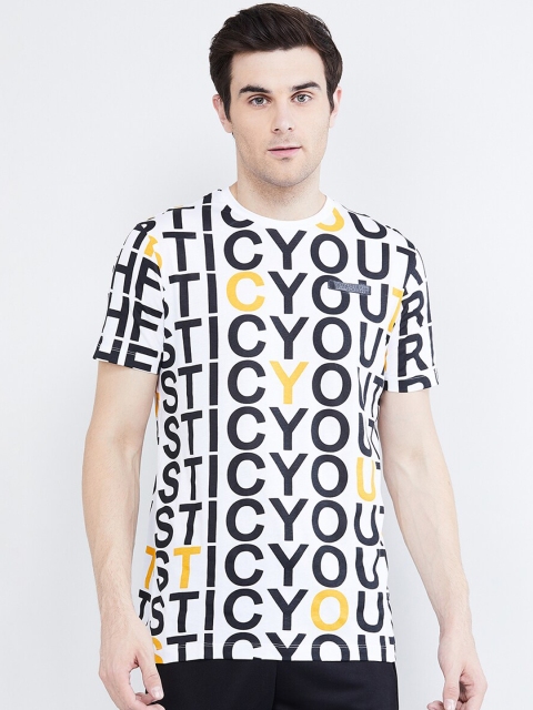 

max Men White Printed Round Neck T-shirt