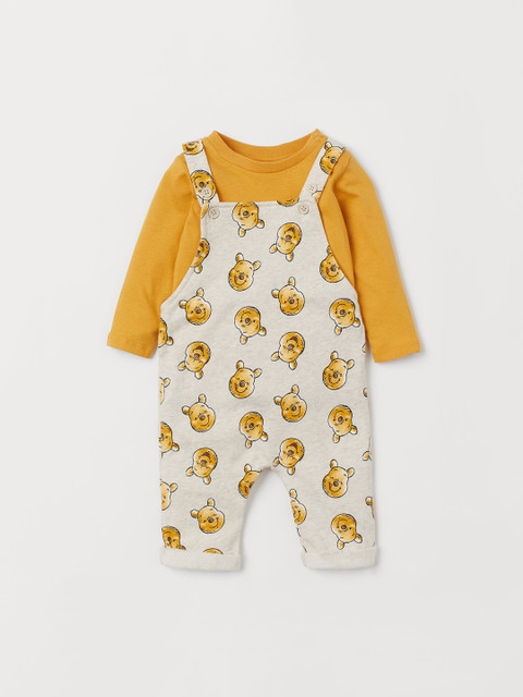 

H&M Boys Yellow & Off-White 2-Piece Printed Set