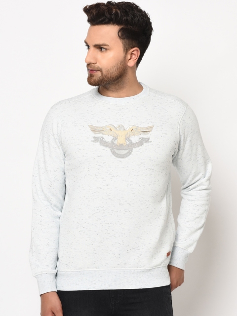 

98 Degree North Men Grey Melange Printed Sweatshirt