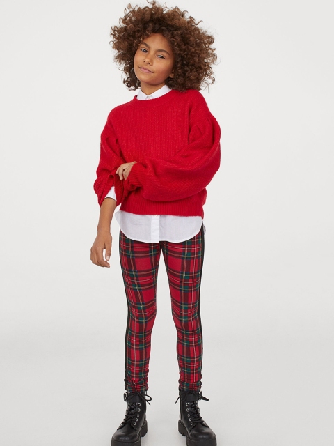 

H&M Girls Red Solid Leggings