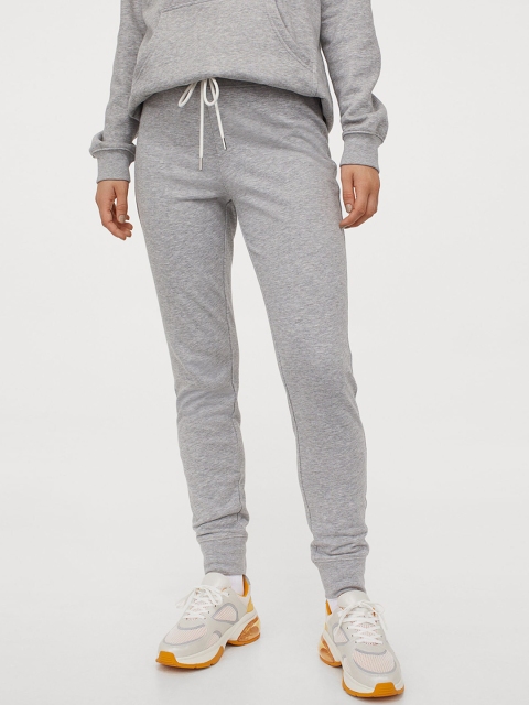 

H&M Women Grey Solid Cotton-Blend Joggers