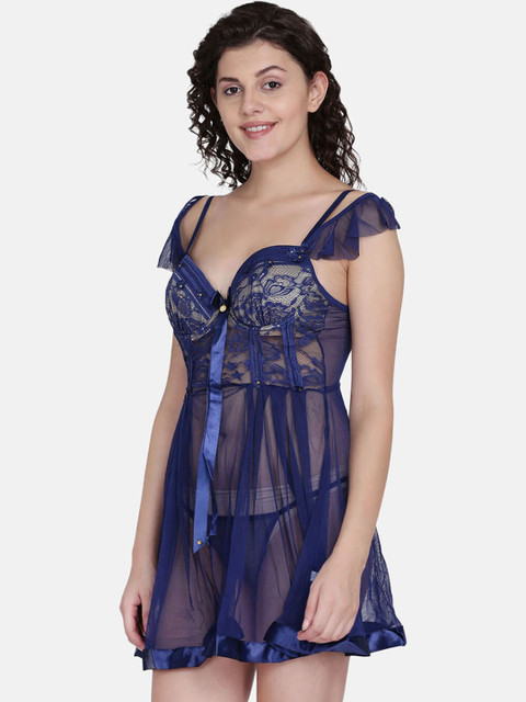 

fashiol Blue Self Design Baby Doll