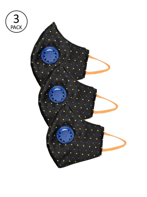 

LUXURAZI Men Black 3 Pcs Cerified 5 Ply Protective Valved Fashion Masks