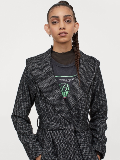 

H&M Women Grey Hooded Coat