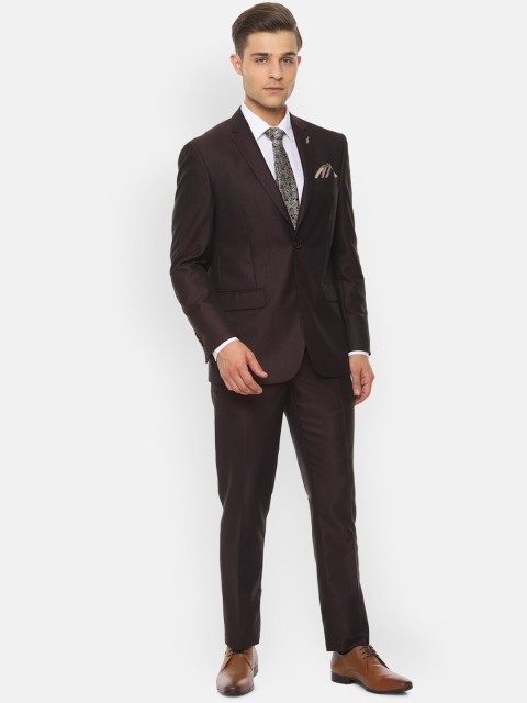 

Van Heusen Men Brown Self-Design Slim-Fit Single-Breasted Formal Suit