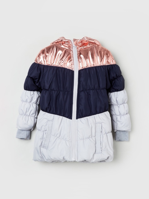 

max Girls Pink & Blue Colourblocked Puffer Jacket