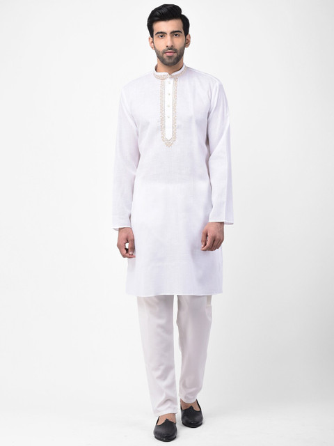 

SG LEMAN Men White Solid Kurta with Pyjamas