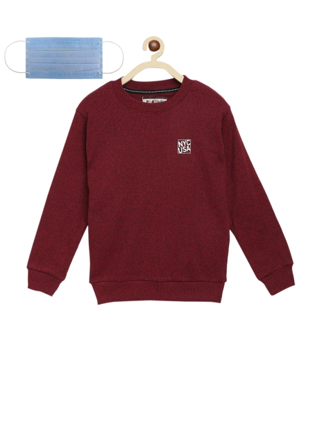 

Lil Tomatoes Boys Maroon Solid Sweatshirt