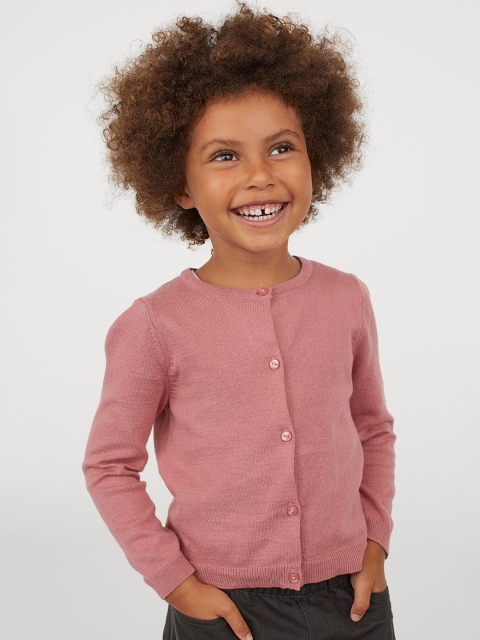 

H&M Girls Pink Fine-knit cotton cardigan