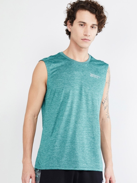 

max Men Green Self Design Round Neck T-shirt