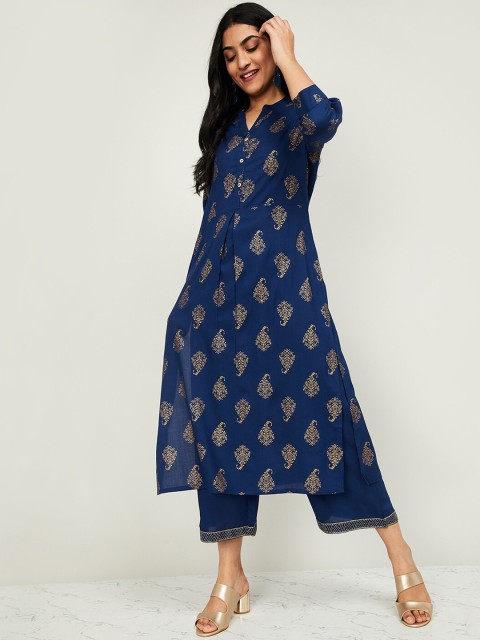 

Melange by Lifestyle Women Blue Printed Kurta with Palazzos
