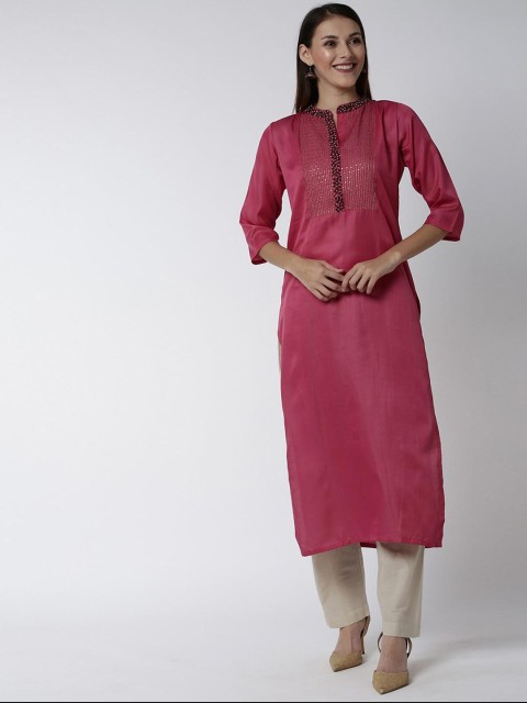 

Soch Women Pink Solid A-Line Kurta