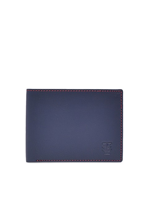 

TRENDERS Men Blue Solid Leather Two Fold Wallet