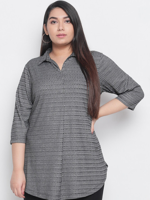 

Amydus Women Grey Self Design A-Line Top