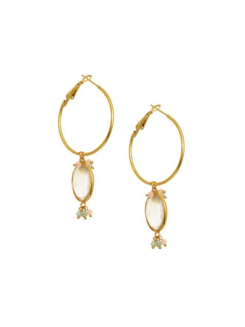 

INDYA White & Gold-Plated Classic Hoop Earrings