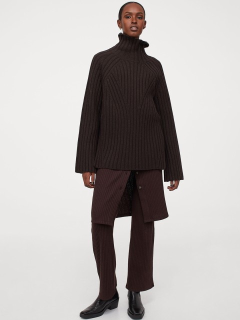 

H&M Women Brown Wool Polo Neck Jumper