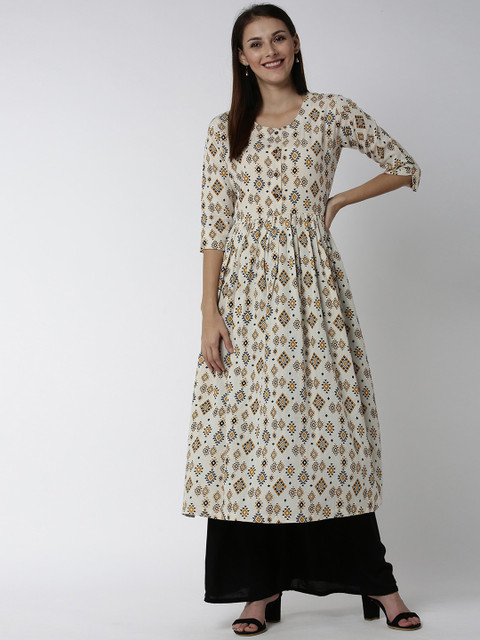 

Soch Women Off-White & Black Printed Anarkali Kurta
