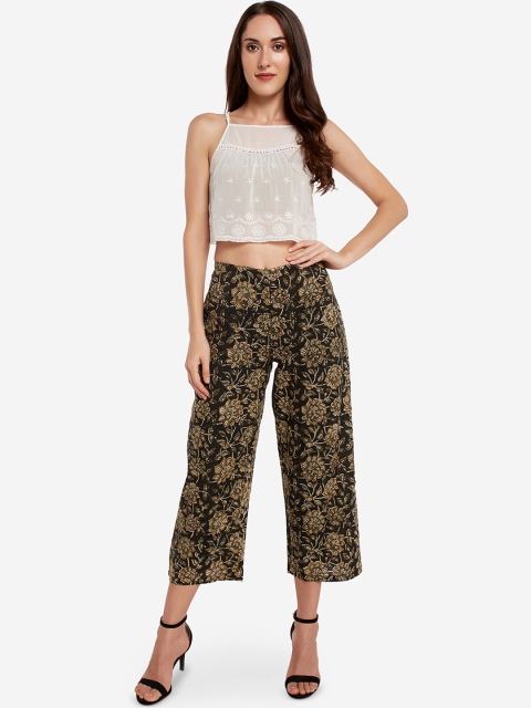 

Desi Weavess Women Black & Brown Printed Straight Palazzos