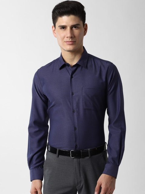 

Peter England Men Navy Blue Regular Fit Self Design Formal Shirt