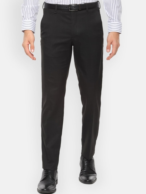 

Van Heusen Men Black Slim Fit Checked Formal Trousers