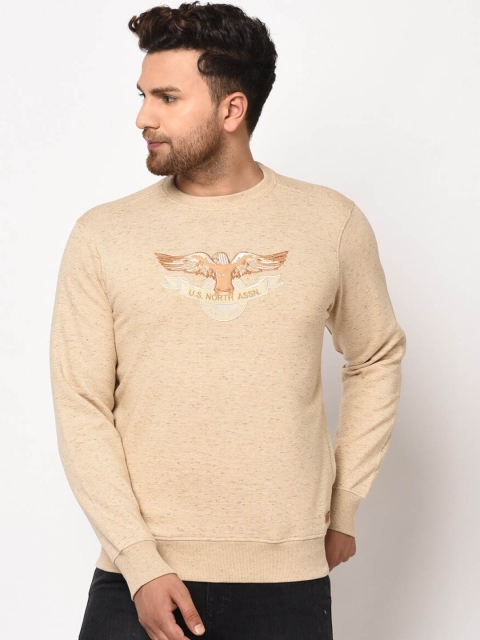 

98 Degree North Men Beige Printed Sweatshirt