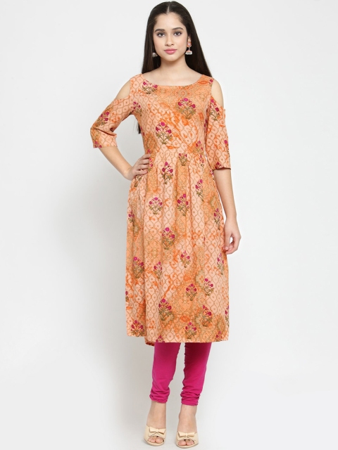 

Jompers Women Orange Printed Anarkali Kurta