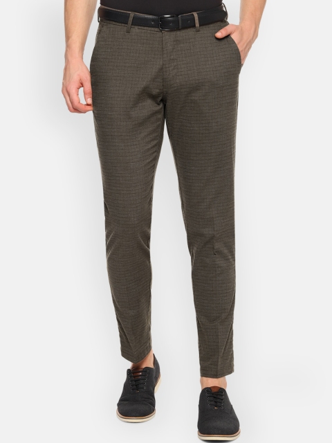 

Louis Philippe Sport Men Olive Green Slim Fit Checked Regular Trousers