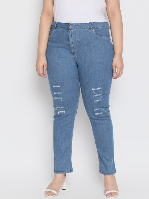 

Amydus Women Blue Regular Fit Mid-Rise Highly Distressed Stretchable Jeans