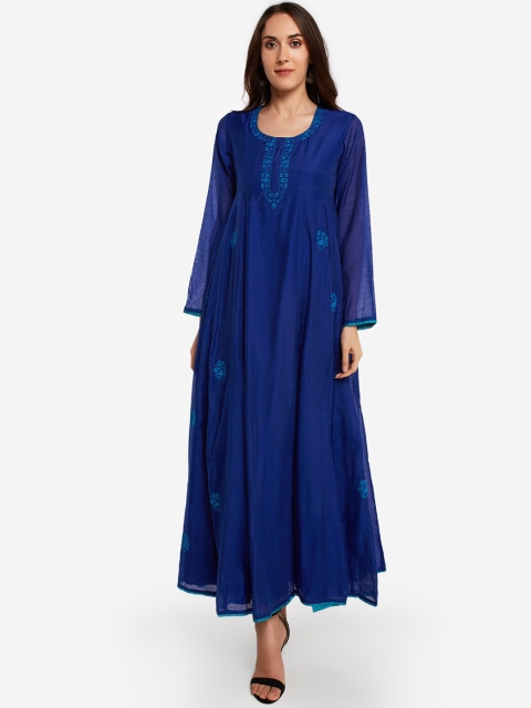 

Desi Weavess Women Blue Embellished Maxi Dress