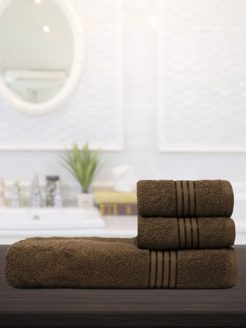 

Trident Set Of 3 Brown Solid 400 GSM Utsav Towels