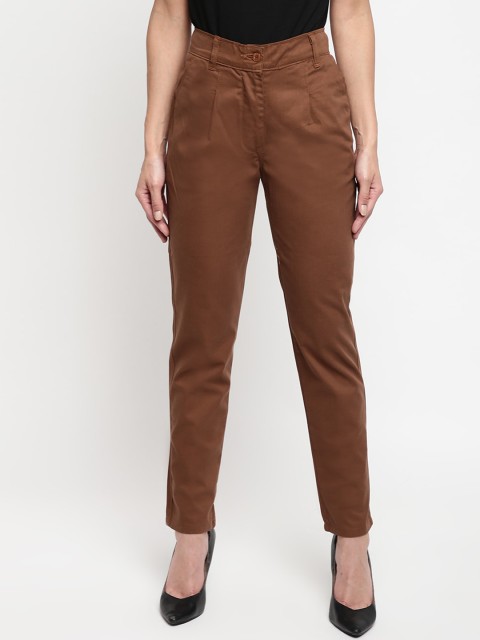 

Mayra Women Brown Skinny Fit Solid Regular Trousers