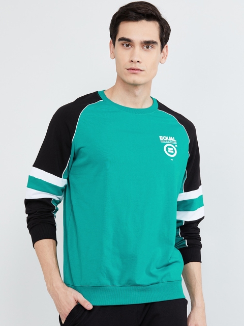 

max Men Teal Solid Sweatshirt