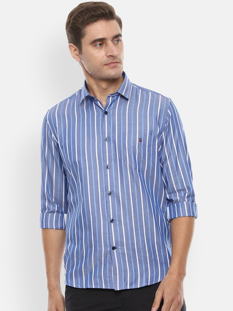 

Louis Philippe Sport Men Blue & White Regular Fit Striped Casual Shirt