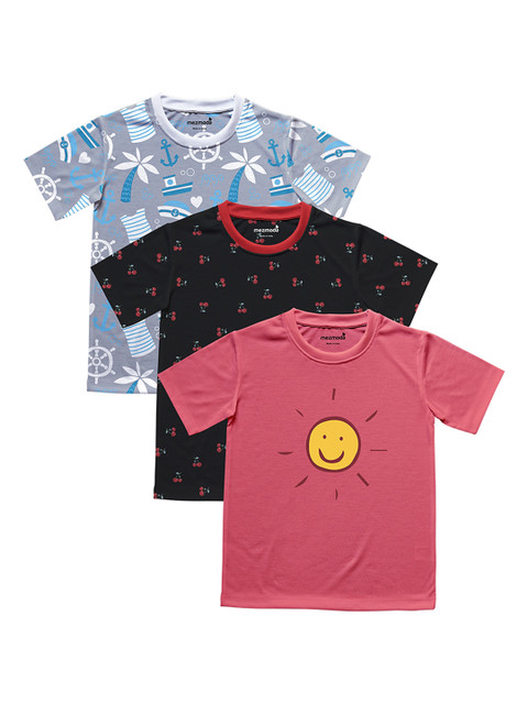 

mezmoda Boys Pack of 3 Printed Round Neck T-shirts, Multi