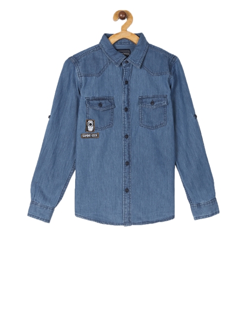

Cherokee Boys Blue Regular Fit Printed Casual Shirt