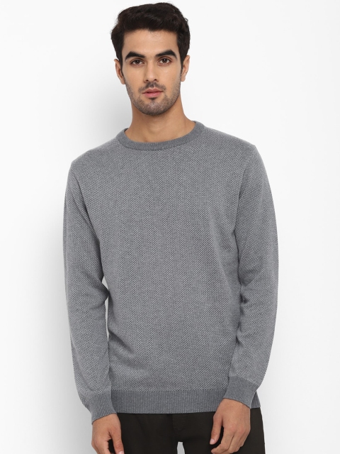 

METTLE Men Grey Solid Pullover Sweater