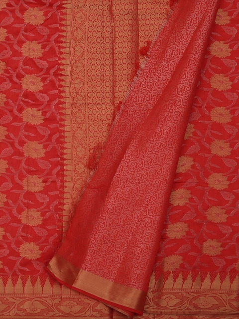 

Pothys Red Woven Design Jute Silk Saree