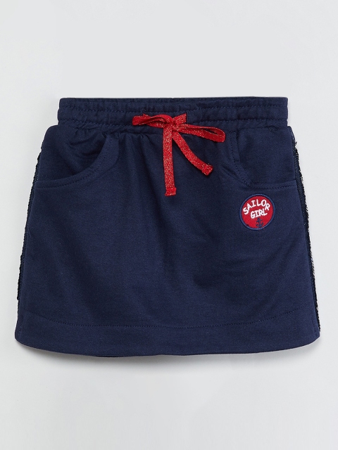 

max Girls Blue Solid Regular Fit Regular Shorts