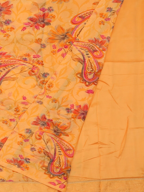 Pothys Orange & Red Poly Georgette Printed Saree
