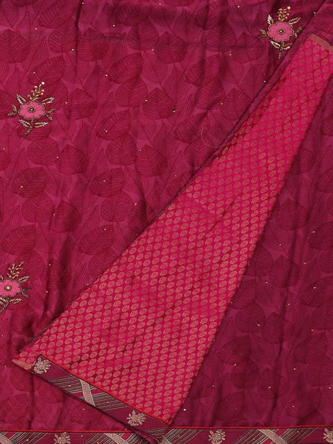 

Pothys Magenta Embroidered Poly Georgette Saree