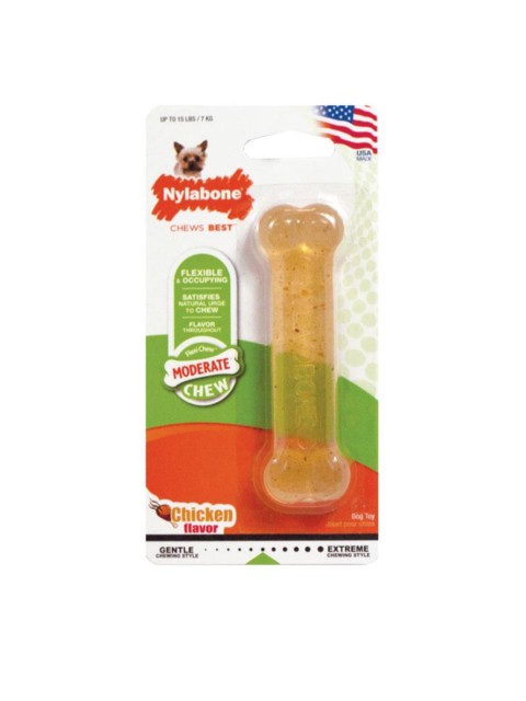 

Nylabone Yellow Moderate FlexiChew Chicken Flavored Bone Dog Chew Toy
